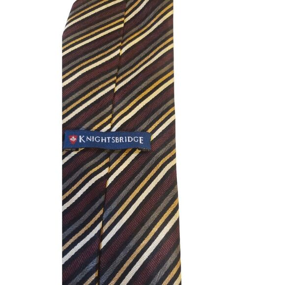 Knightsbridge Mens‎ Necktie Designer Tie Multicolor Striped 100% Silk Handmade - Picture 6 of 10